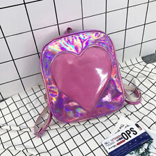 Holographic Love Heart Ita Bag Shiny Shoulder Purse Rainbow Daypack