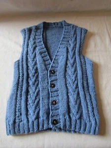 NEW HAND KNITTED WAISTCOAT IN BLUE SIZE 18-24 MONTHS. - Picture 1 of 2