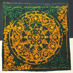 GIANNI VERSACE green velvet fabric panel Barocco Medusa & Ivy print size 52" - Picture 1 of 12