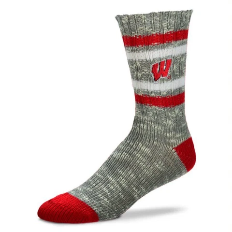 Wisconsin Badgers Gray & Red Alpine Tweed Deuce Crew Socks Cover