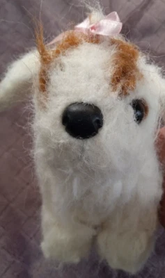 Ganz Webkins White And Brown Dog With Pink Bow Stuffed Animal 10" - Image 1 of 4