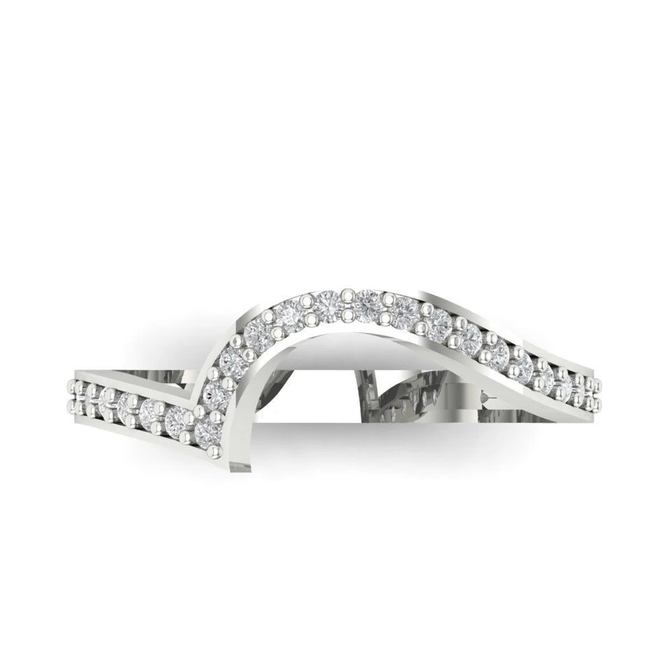 VVS1 Zirconia Diamond Half-Eternity Ring, Solid Gold Stackable Band (0.165 cttw) - Image 1 of 4