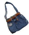 Denim Purse Handbag Handmade with Shoulder Strap and Magentic Closure