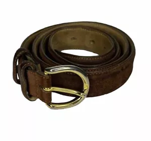 Ermenegildo Zegna Men's Size 48 Belt Brown Suede Gold Tone Buckle Made In Italy - Picture 1 of 24