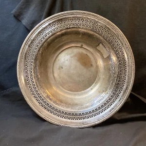 Wm. Bandeja de desplazamiento A Rogers 12” cuenco redondo plato plateado - Imagen 1 de 8