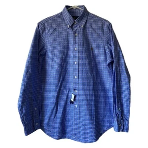 Polo Ralph Lauren NUEVO CON ETIQUETAS Camisa Calce Clásico Mediana Azul Cuadros Abotonada - Imagen 1 de 6