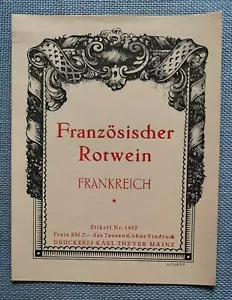 altes Flaschenetikett Etikett Französischer Rotwein Frankreich Theyer Mainz - Bild 1 von 2