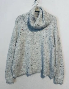 Lou And Grey Sweater Womens Large Gray Marled Fuzzy Turtleneck Slouchy Comfy - Picture 1 of 8