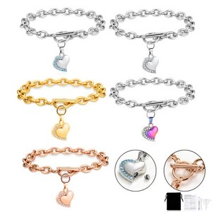Crystal Heart Urn Bracelet for Ashes Cremation Bracelet F/ Ashes Keepsake Holder - Picture 1 of 44