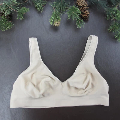 Hanes Bra Size M Beige Unlined Wireless Adjustable Straps Clasp Back - Image 1 of 4