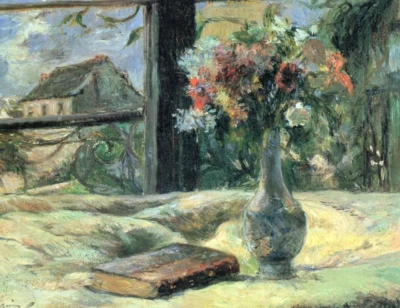 Bodegón Paul Gauguin con florero de flores impresión giclee sobre lienzo decoración 8x10 Foto 1 de 2