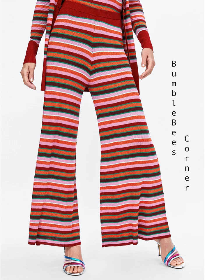 ZARA Trousers SHIMMERY Thread STRIPED KNIT Special Edition S Pants 9598/102