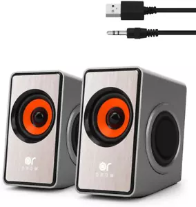 12W Mini Computer Speakers with Stereo Sound - USB Powered 3.5mm Jack Output - Picture 1 of 6