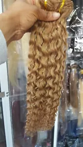 20 ZOLL RUSSISCHE CLIP IN REINEM MENSCHLICHES HAAR 7 STÜCK HONIGBLOND 27# 120g WASSERWELLEN - Bild 1 von 7