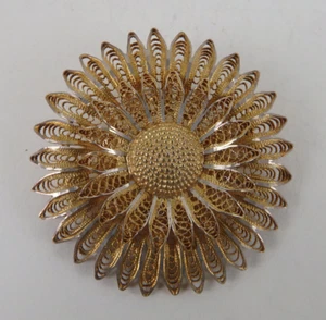 Broche tradicional figurativo de filigrana flor plata chapada en oro hacia 1925 (92373) - Imagen 1 de 5