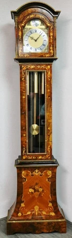 Stunning Vintage Marquetry Walnut 8 Day Musical Westminster Chime Longcase Clock Cover