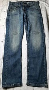 Signature Levi Stratus Boy Regular 10 Blue Denim Zip Up Pockets Logo Pants - Picture 1 of 12