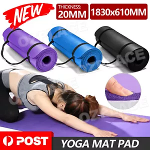 NBR Yoga Mat 20mm Thick Pad Nonslip Exercise Fitness Pilate Gym Mesh Bag - Picture 1 of 12