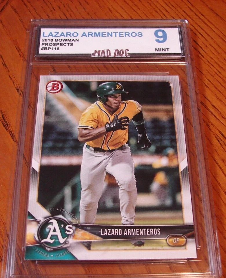 LAZARO ARMENTEROS Rookie---2018 Bowman--Prospect--MINT 9***A's***Mad DOG - Image 1 of 1