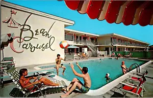 Postal Beach Carousel Motel Eficiencias Virginia Beach VA Cromo Sin Publicar - Imagen 1 de 2