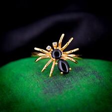 Onyx Spider 18ct Yellow Gold on Silver Dress Ring