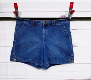 Gloria Vanderbilt Womens Denim Shorts Size 16 Blue Flat Front Pockets - Picture 1 of 9