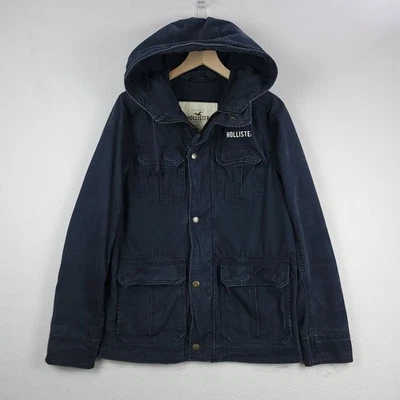 Hollister Parka Jacket Mens Large Black Cotton Canvas Hooded Pockets Heavy Y2K - Image 1 of 4