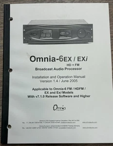 Telos Omnia 6 EX HD FM Digital Audio Processor Manual - Picture 1 of 1