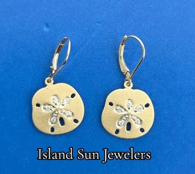 Pendientes de dólar de arena Denny Wong, oro amarillo de 14K, 15 mm Foto 1 de 4