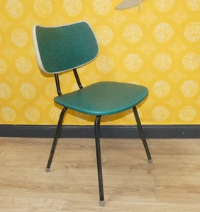 1960er Jahre industrial Style Stuhl TÜRKIS Metallgestell schwarz Küchenstuhl - Bild 1 von 8