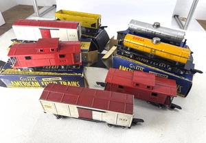 Lote (7) vagones de tren de metal prensado calibre O American Flyer raros de preguerra / BUEN ESTADO - Imagen 1 de 12