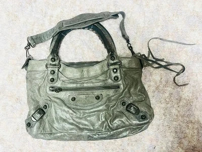 Auténtico Bolso de Hombro BALENCIAGA City Gris Cuero 2 Vías Bolso de Mano De Colección Y2K JP Foto 1 de 4