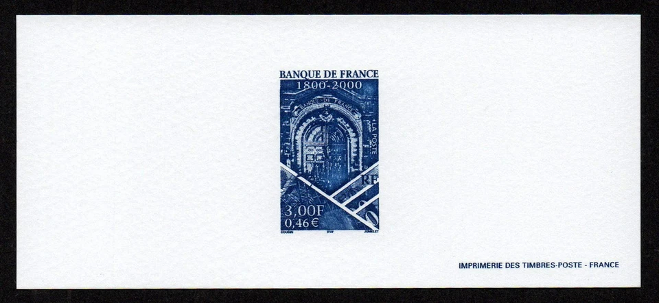 FRANCE, SCOTT # 2754, YEAR 2000 PROOF CARD ESSAY - BANK OF FRANCE, ARCHITECTURE - Image 1 of 1