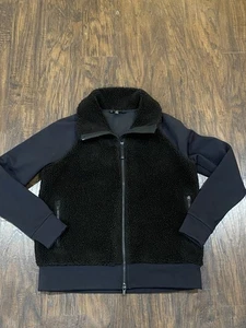 Giacca pile sherpa Athleta full zip nera gamma donna taglia small - Foto 1 di 10