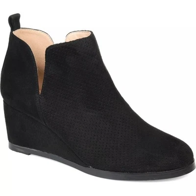 Journee Collection Women Mylee Wedge Heel V-Cut Ankle Booties Size US 8M Black - Image 1 of 4
