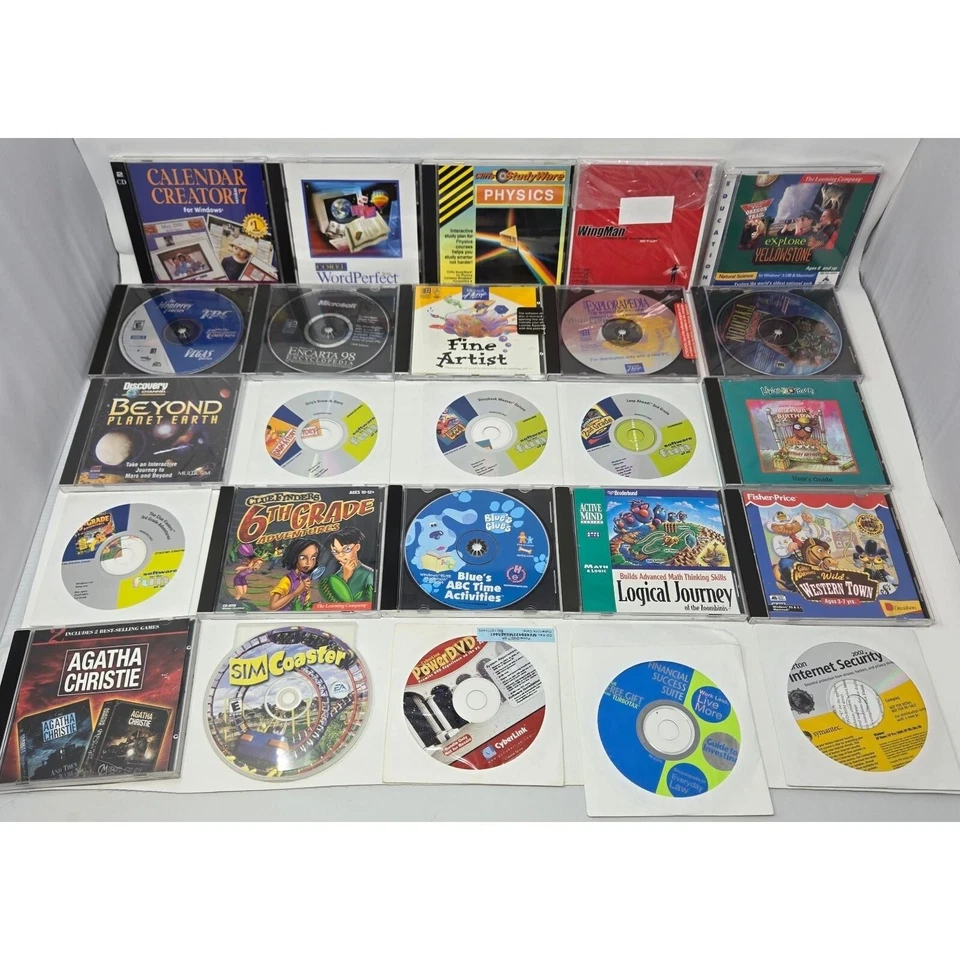 Vintage Windows 95 98 XP PC Software 25 Reference Educational Utilities Games - Image 1 of 4