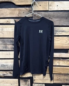 Under Armour Boy's Size YXL Black Fitted Heatgear Compression Long Sleeve Shirt - Picture 1 of 7