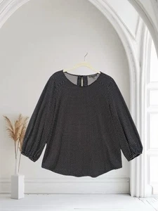 Adrianna Papell schwarz gepunktetes Top Damen Größe Large Jersey Stretch - Bild 1 von 17