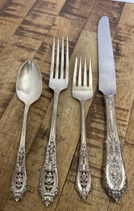 Vintage Wallace Rose Point/1934 design 4 pezzi posto set sterling - Foto 1 di 5