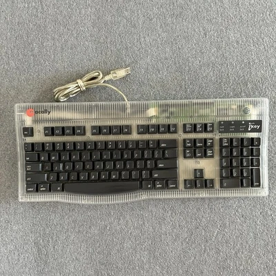 Macally iKey Apple Mac USB Keyboard Clear 104 Keys USB Ports iKey4 FOR PARTS!!! - Image 1 of 4
