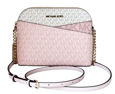 Michael Kors Jet Set Travel MD Dome Crossbody Bag MK Color-Block Pink Multi - Image 1 of 4