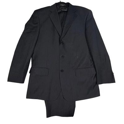 Traje B&H a medida para hombre a rayas mezcla de lana 38 chaqueta pantalones negocios formal Foto 1 de 4