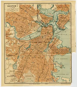 Antique Map-BOSTON-USA-Karl Baedeker-Wagner & Debes-1904 - Picture 1 of 1