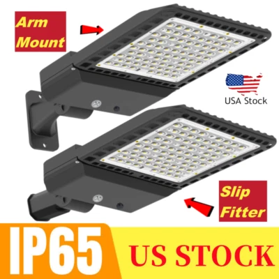 LED Shoebox Pole Light Outdoor Street Area Parking Lot Light With Photocell - Image 1 of 4