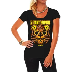 Damen Mädchen T-Shirt 2 Takt Power Ostdeutschland Motorrad DDR Simson Mädels - Bild 1 von 3