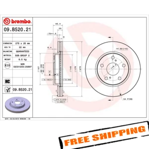 Brembo 09.B520.21 275mm Front Disc Brake Rotor for 2009-2018 Toyota RAV4 - Picture 1 of 2