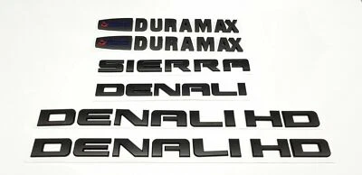 Juego de 6 piezas 2011-2019 negro mate GMC SIERRA DENALI HD Duramax 2500HD 3500HD letra Foto 1 de 4