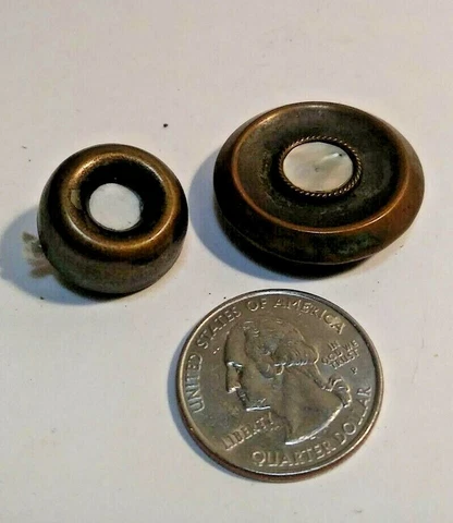 2 Antique/Victorian Buttons Shell MOP Brass Top, metal Back M BG 3 Cover