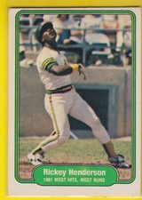1982  Fleer Rickey Henderson Vintage Baseball Card #643  Oakland Athletics HOF