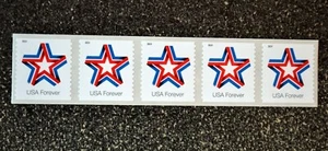 2019USA #5362 Forever - Star Ribbon Coil Strip of 5 - Mint NH - Picture 1 of 1